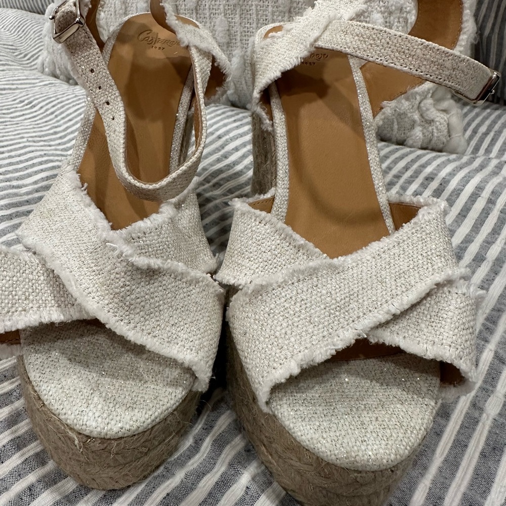 Castaner wedge sandals beige cloth size 8